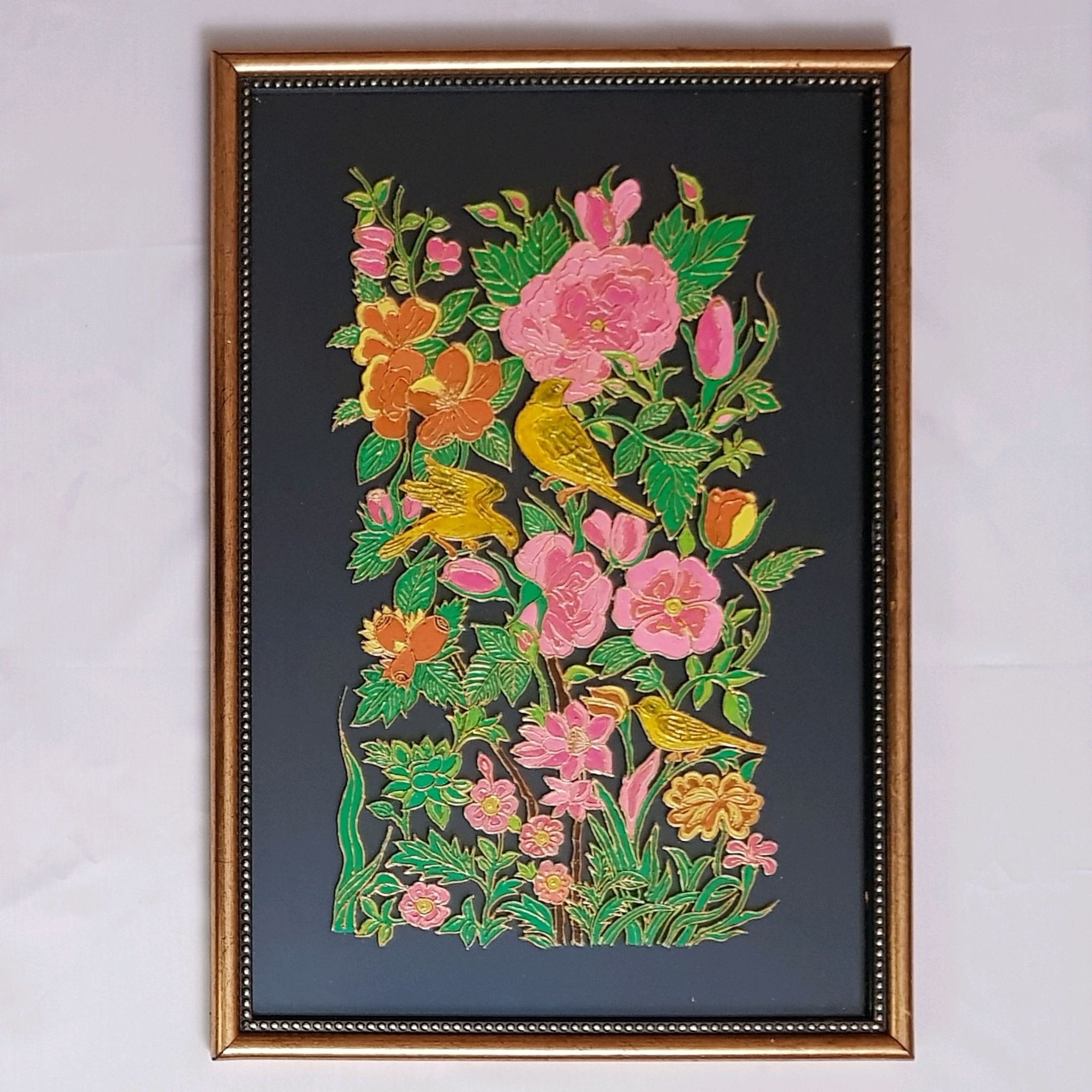 تابلوی ویترای طرح مرغ و گل