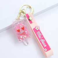 سرکلیدی شیشه ای آویز کیف آکواریومی بستنی چوبی صورتی 33854