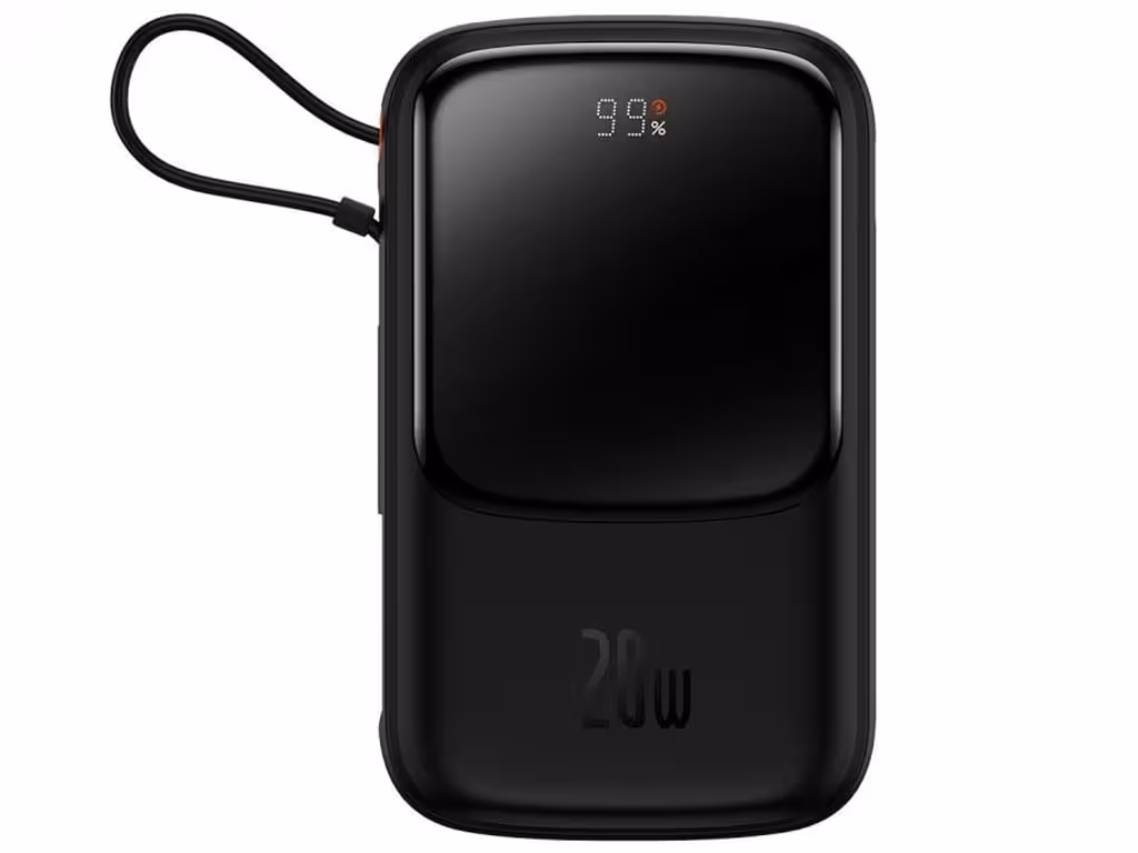 پاوربانک شارژر سریع 20 وات 10000 به همراه کابل تایپ‌سی 0.5 متری 10000 بیسوس Baseus Qpow Pro Fast Charge Power Bank PPQD020001
