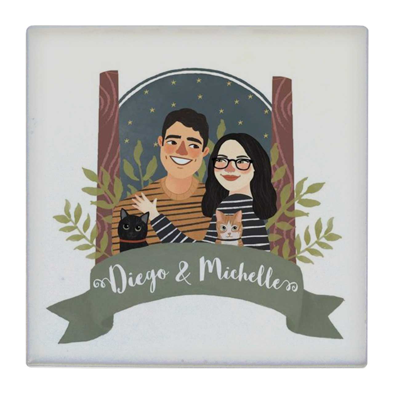  کاشی کارنیلا طرح نقاشی عشاق و گربه ها کد wk4714