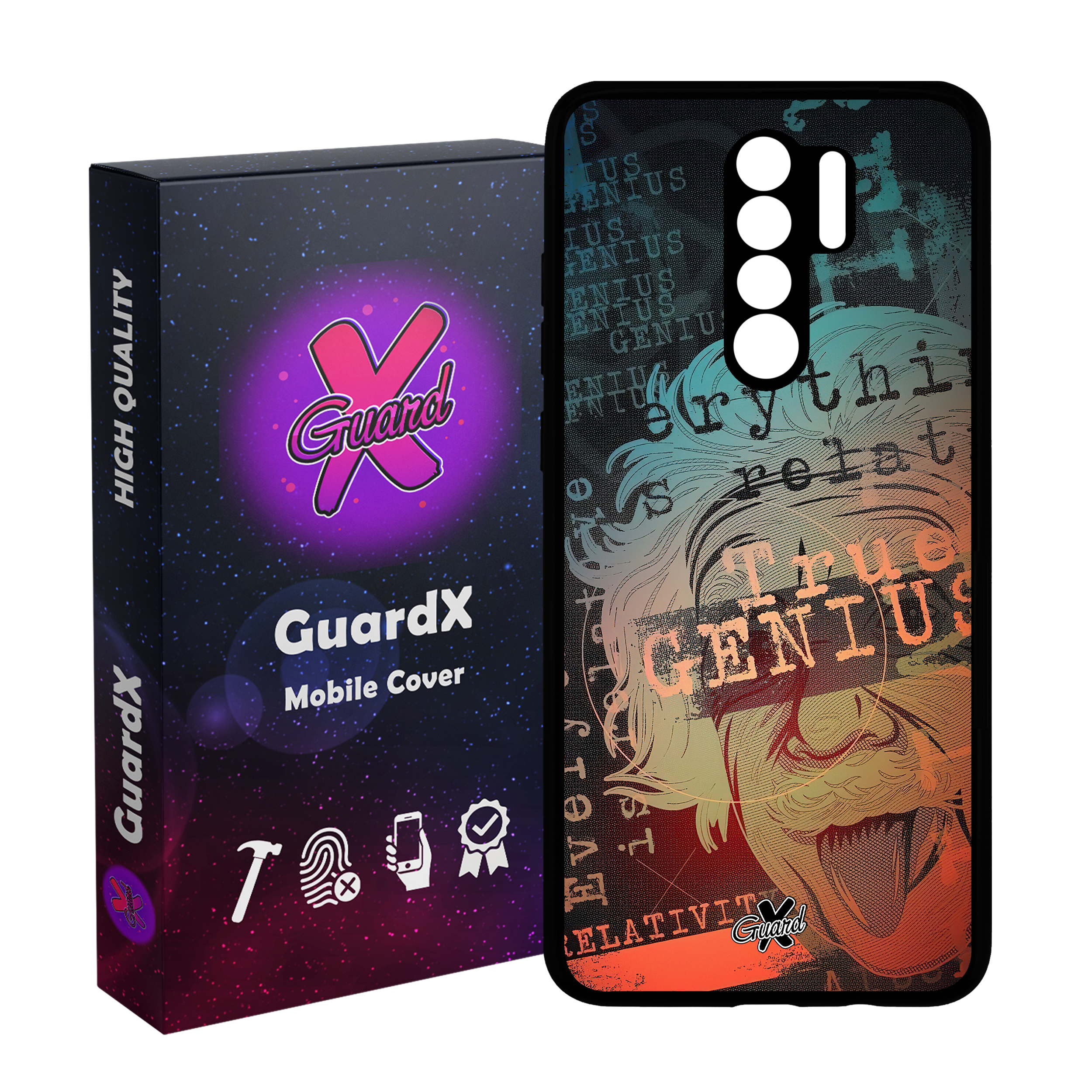 کاور گارد ایکس طرح اینشتین مدل Glass10487 مناسب برای گوشی موبایل شیائومی Redmi 9/Redmi 9 Prime/Poco M2