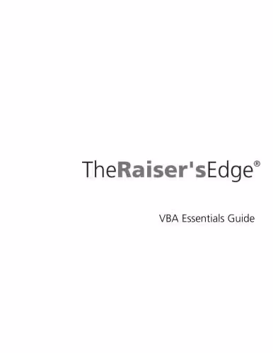 خرید و دانلود نسخه کامل کتاب The Raiser’s Edge. VBA Essentials Guide