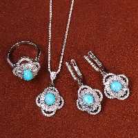 نیم ست فیروزه زنانه کد 21051 - جواهری مشاهیر