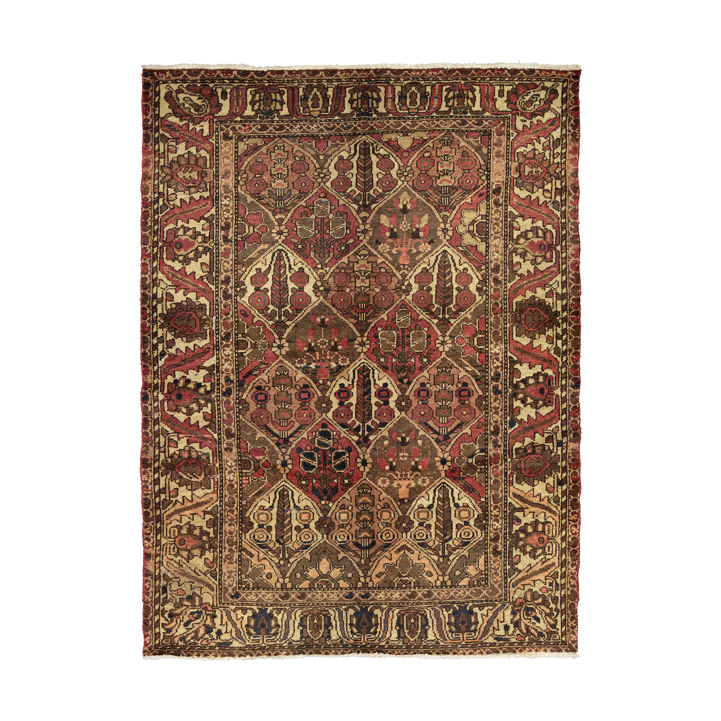 فرش قدیمی دستبافت 3 متری مدل خشتی کد 1008