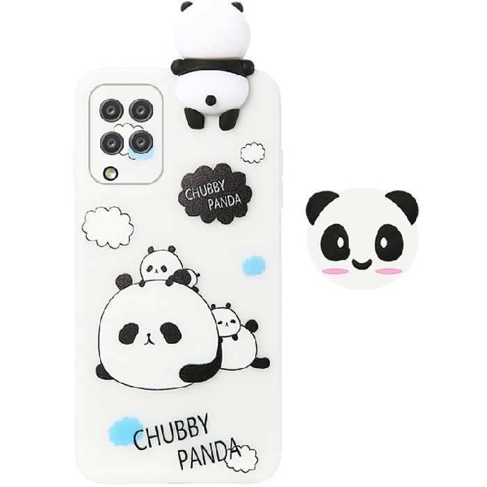 قاب فانتزی عروسکی پاندا کیس Panda Case مناسب برای گوشی Samsung Galaxy M32 4G مدل نیمه شفاف سه بعدی