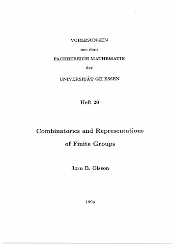 خرید و دانلود نسخه کامل کتاب Combinatorics and Representations of Finite Groups