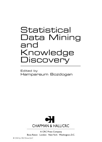 خرید و دانلود نسخه کامل کتاب Statistical Data Mining & Knowledge Discovery