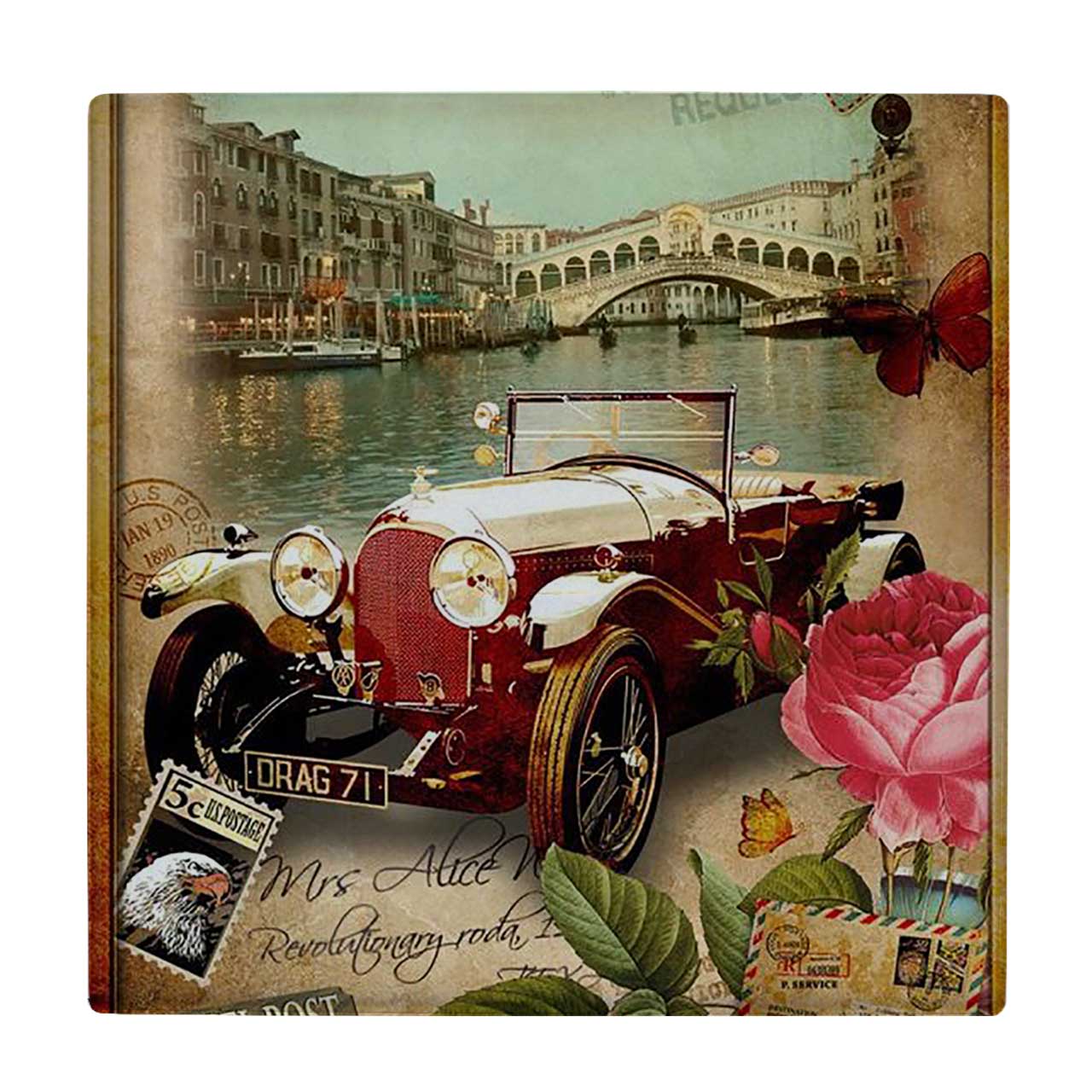  کاشی کارنیلا طرح نقاشی اتومبیل کلاسیک کد wkk673