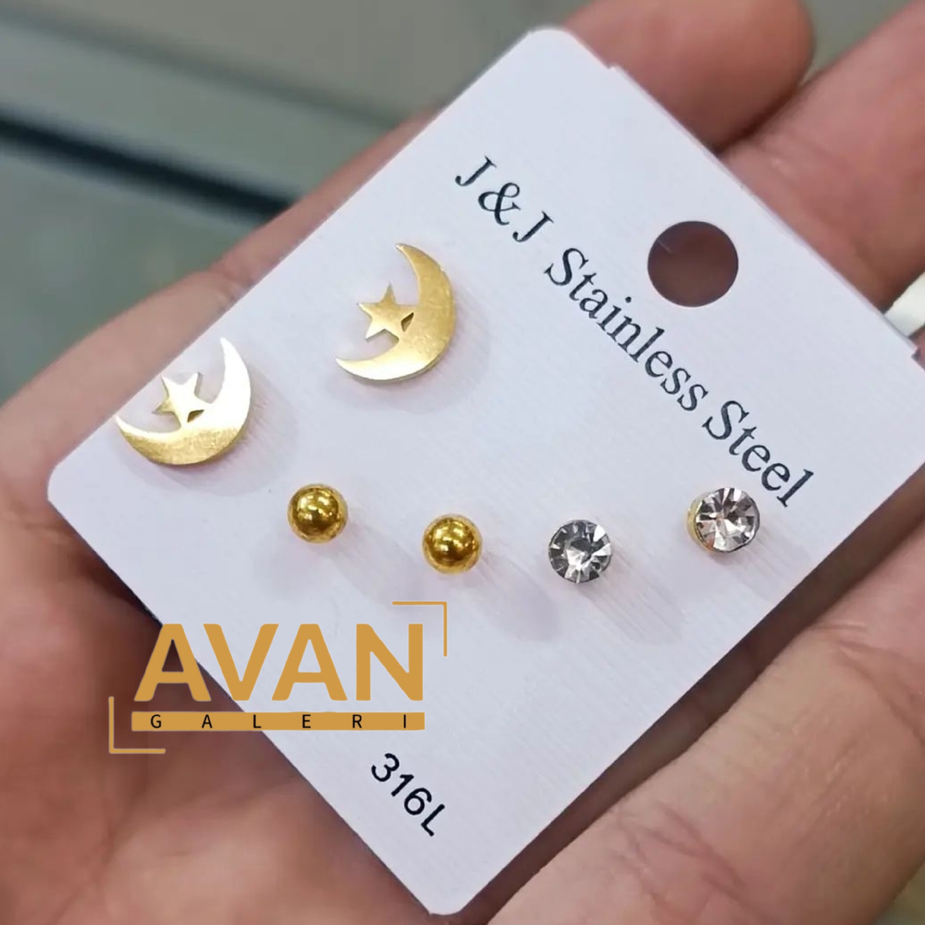 ست سه جفتی گوشواره استیل رنگ ثابت 