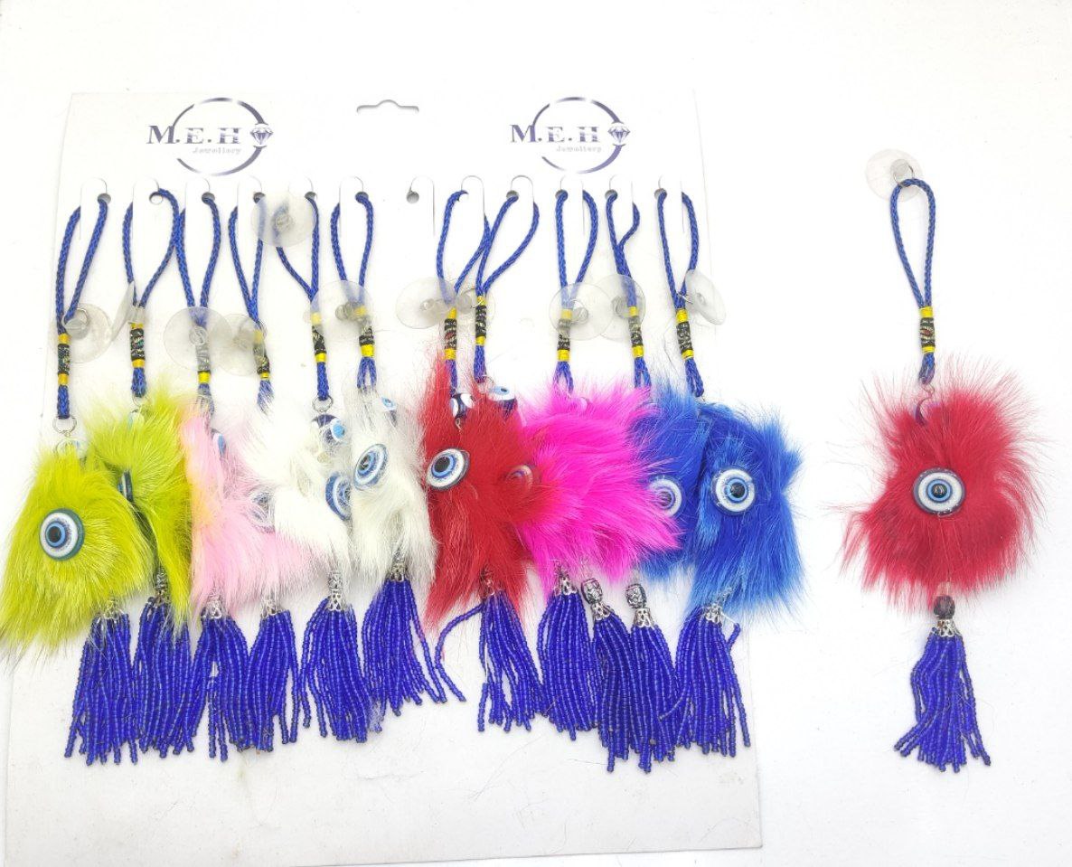 آویز چشم و نظر خز ریشه منجوقی