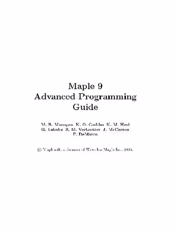 خرید و دانلود نسخه کامل کتاب Maple 9 advanced programming guide