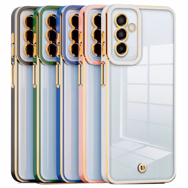قاب اورجینال الکتروپلیتینگ Samsung Galaxy M14 (5G) مدل دور طلایی پشت شفاف