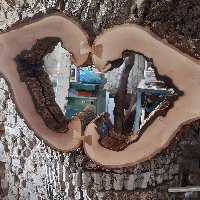 آینه روستیک چوبی طرح قلب  دست ساز چوب گردو