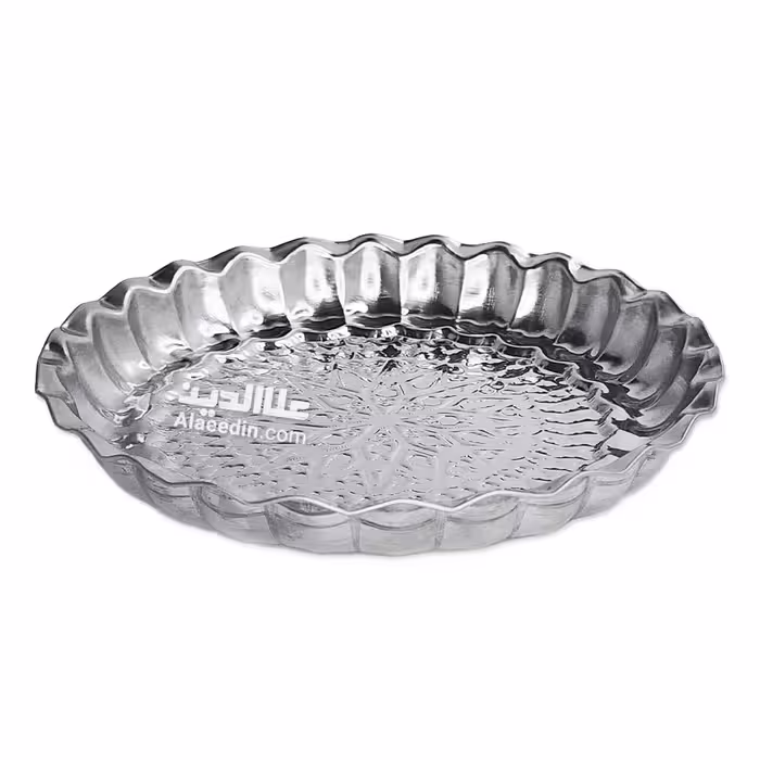 سینی استیل گرد نقش برجسته سینی استیل طرح دار لب کنگره قطر 15
