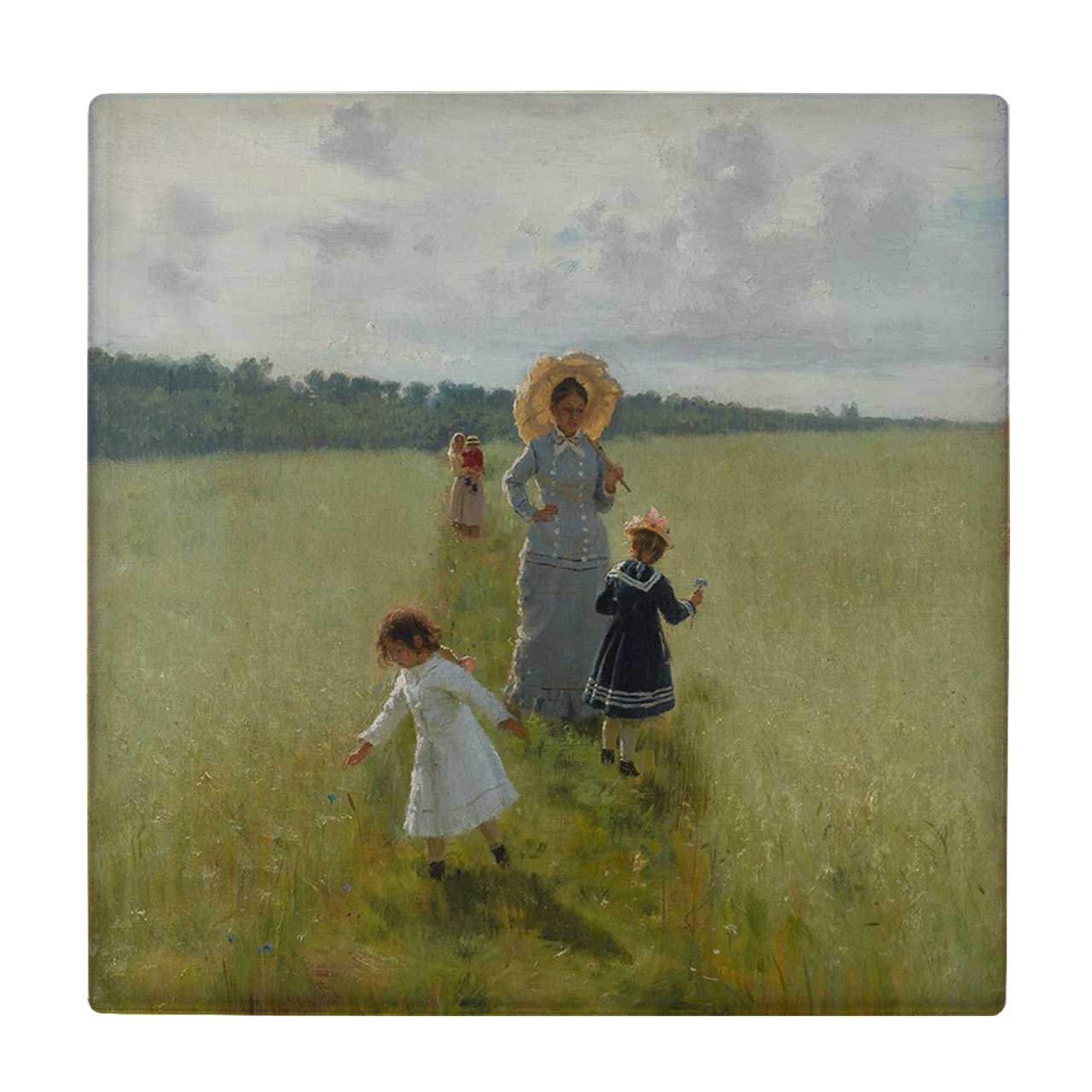  کاشی کارنیلا طرح بانو و کودکان در مزرعه کد wkk593