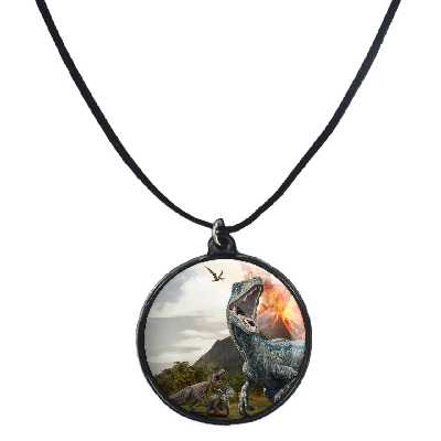 گردنبند پرمانه طرح دایناسور ها کد pmb.23362 مدل دو طرفه