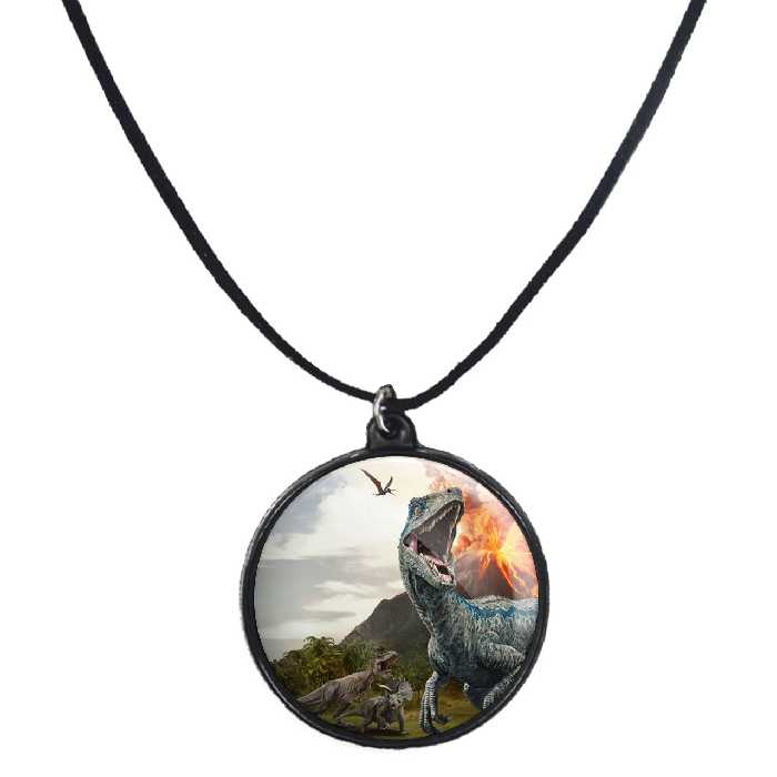 گردنبند پرمانه طرح دایناسور ها کد pmb.23362 مدل دو طرفه