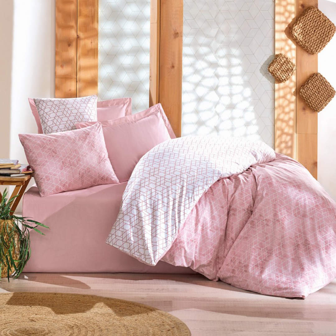 سرویس ملحفه کاتن باکس مدل Minimal Best Pembe تک نفره 3 تکه