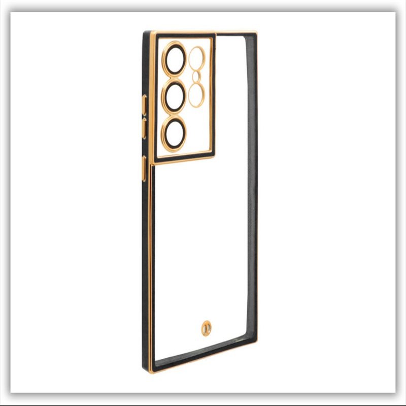 قاب الکتروپلیتینگ محافظ لنز گلس دار اورجینال Samsung S23 Ultra - مشکی