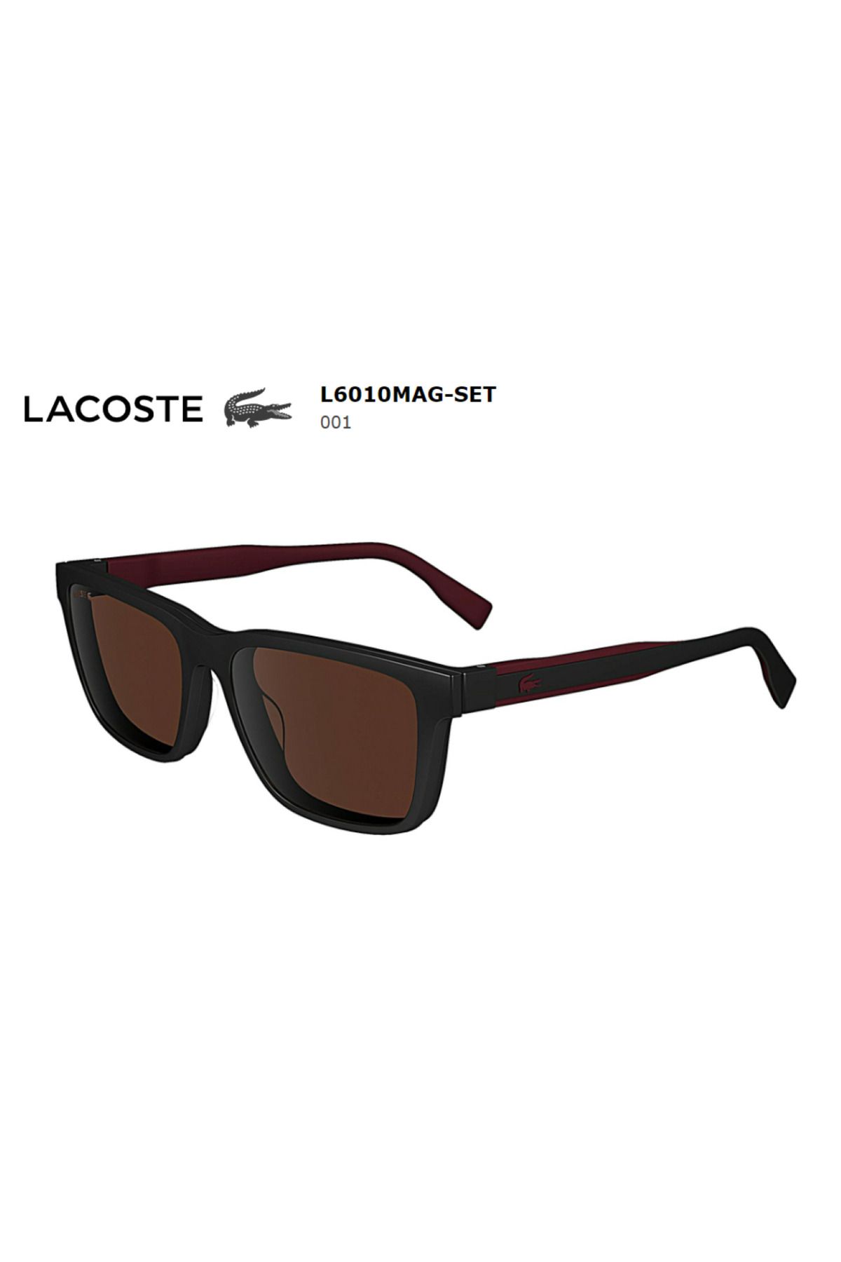 عینک آفتابی مشکی مردانه و زنانه MAG SET 001 55 کلیپ Lacoste