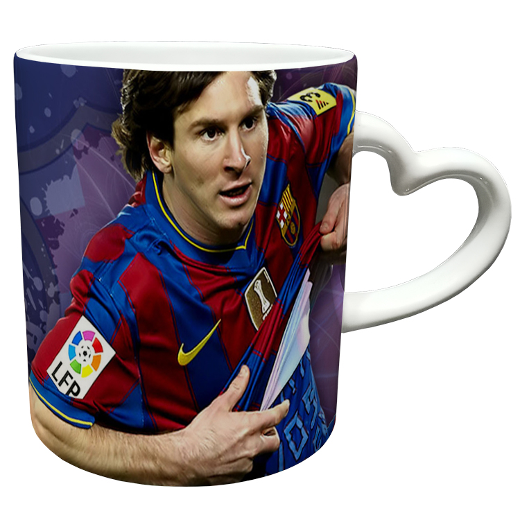 ماگ مدل دسته قلبی طرح مسی کد 34