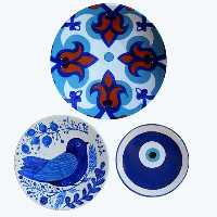 بشقاب دیوارکوب طرح چشم نظر مجموعه 3عددی