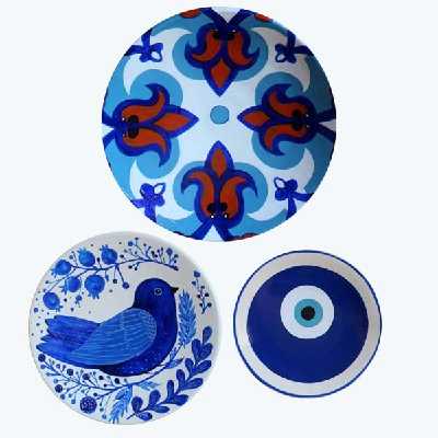 بشقاب دیوارکوب طرح چشم نظر مجموعه 3عددی