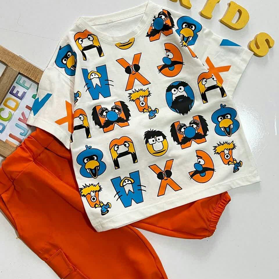 ست تیشرت شلوارک عروسکی اسپرت - مناسب 4 تا 12 سال - رنگبندی - جنس نخ و پنبه