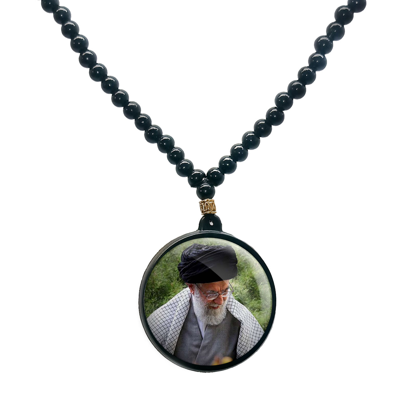گردنبند پرمانه طرح تصویر آیت الله خامنه ای کد pmd.11686 مدل دو طرفه