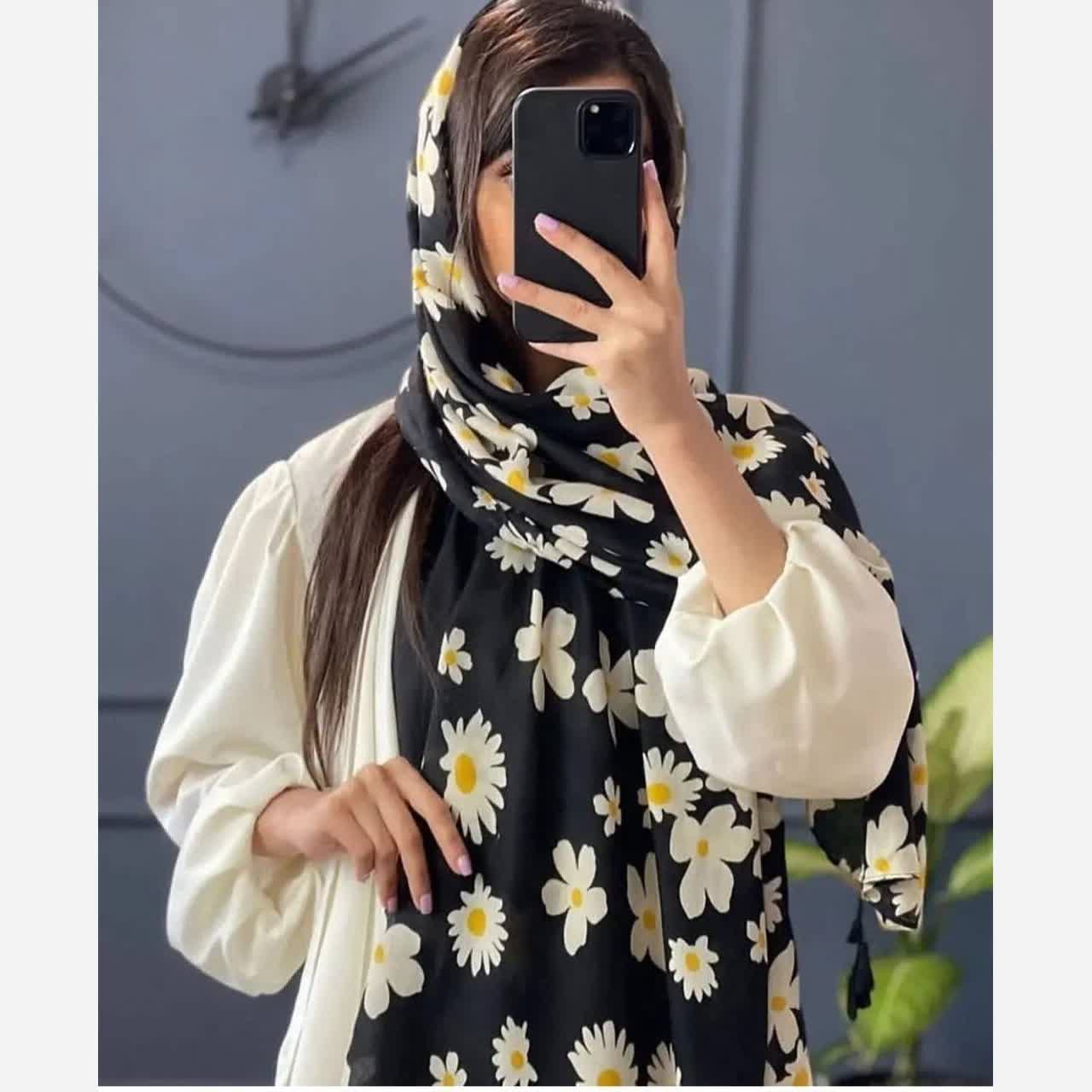 شال نخی بابونه تی ار اف منگوله رنگی