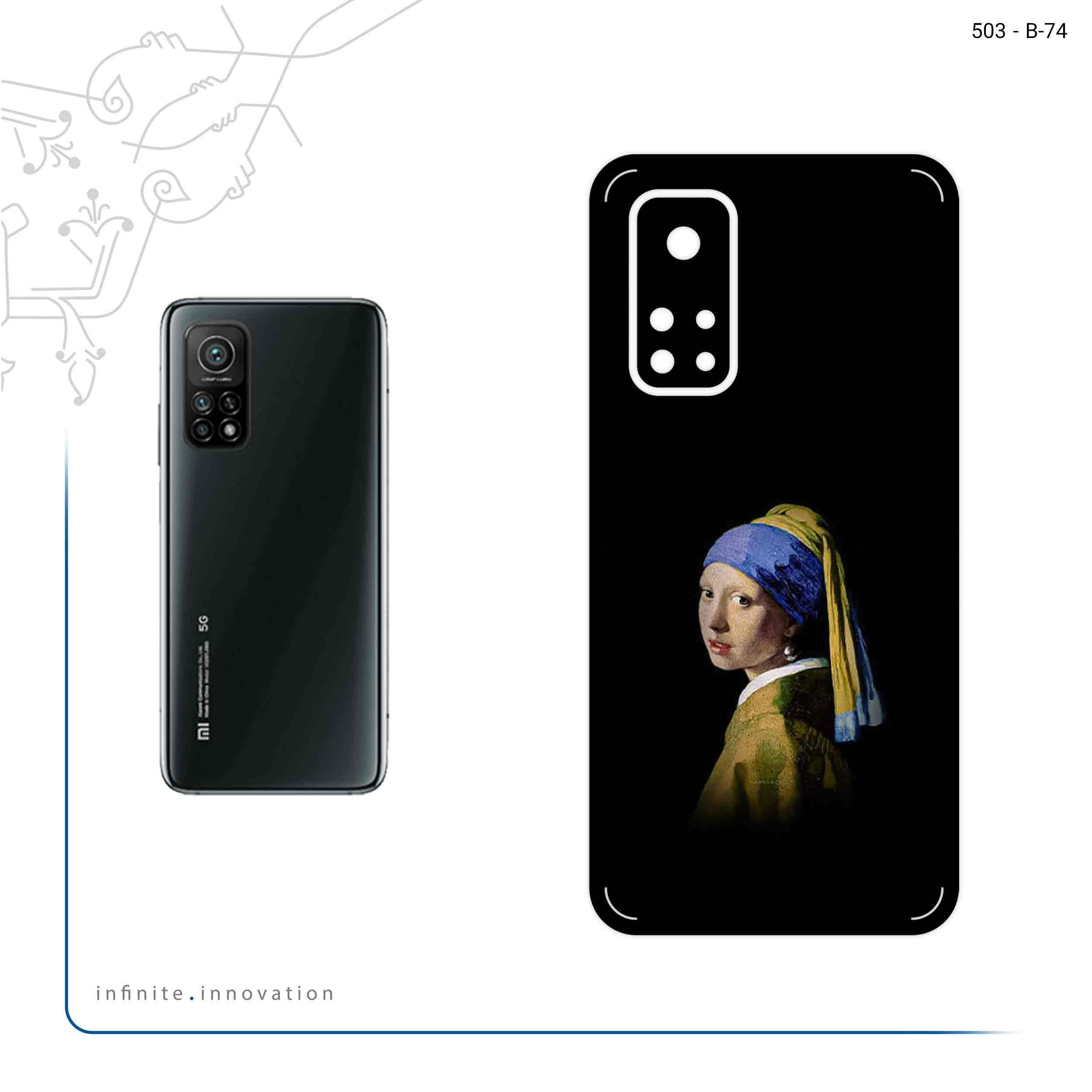 برچسب پوششی ماهوت مدل Girl with a Pearl Earring of Vermeer مناسب برای گوشی موبایل شیائومی Mi 10T Pro 5G