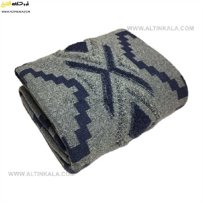 شال مبل بافت (رومبلی) سوپر (تراکم بالا) طرح پانچو سایز 150×200 طوسی
