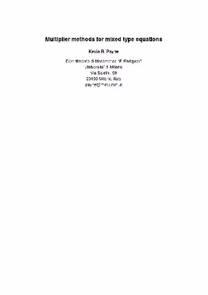 خرید و دانلود نسخه کامل کتاب Multiplier methods for mixed type equations