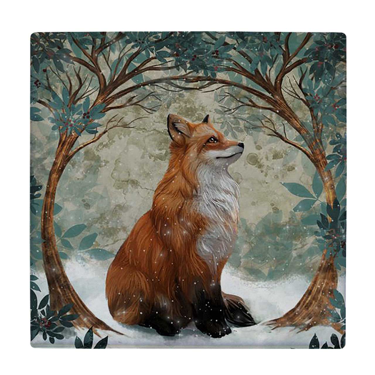 کاشی کارنیلا طرح نقاشی روباه و برف کد wkk881