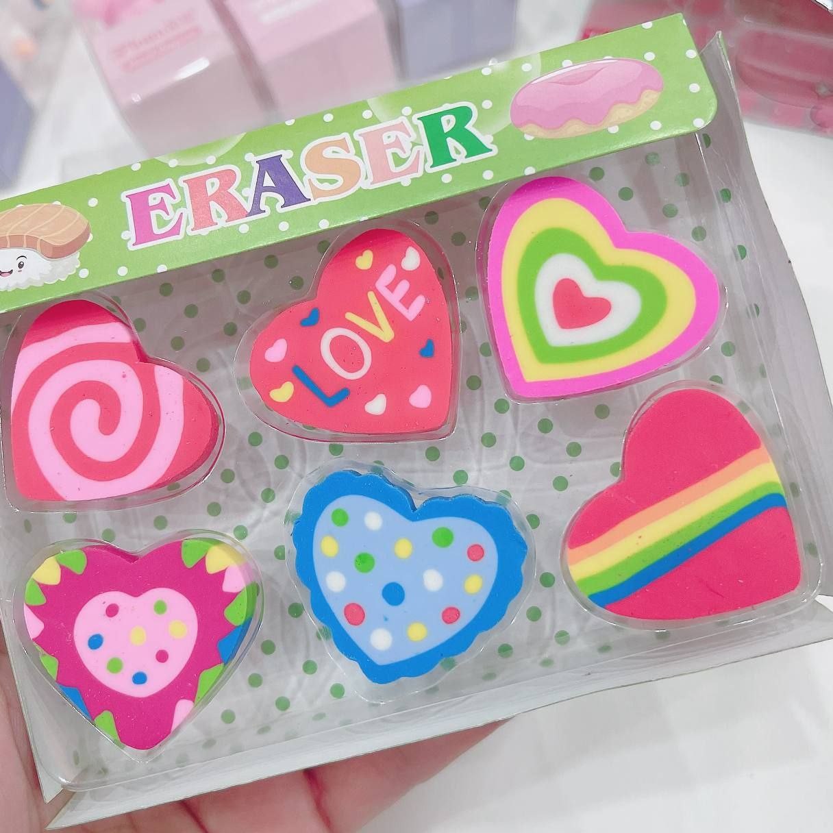 پاک کن طرح قلب 
بسته 6 عددی 