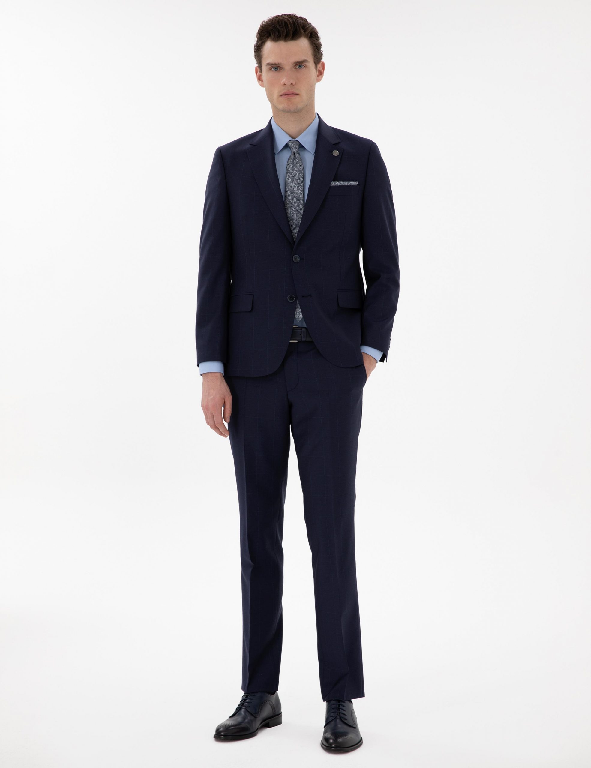 کت و شلوار مردانه سرمه ای پیرکاردین - فروشگاه لباس شهرمون