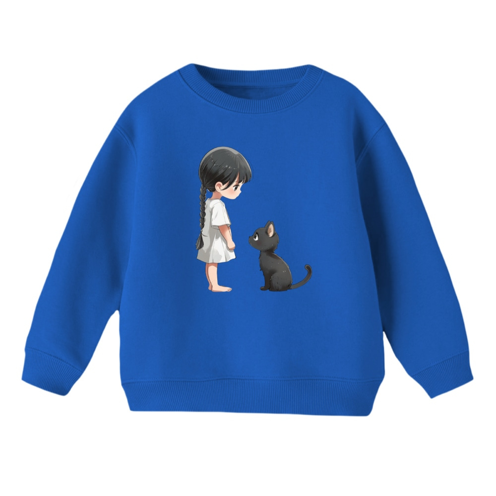 سویشرت بچگانه مدل دخترک گربه رنگ آبی