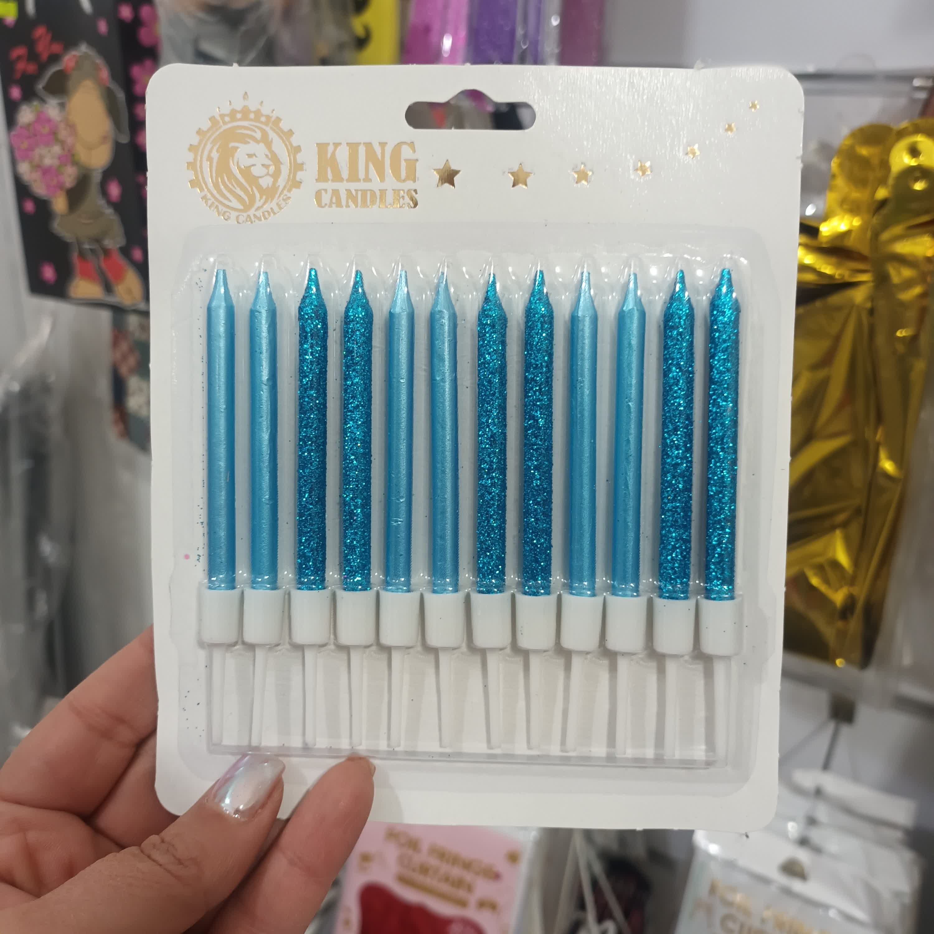 شمع مدادی آبی اکلیلی -  شمع آبی لاکچری