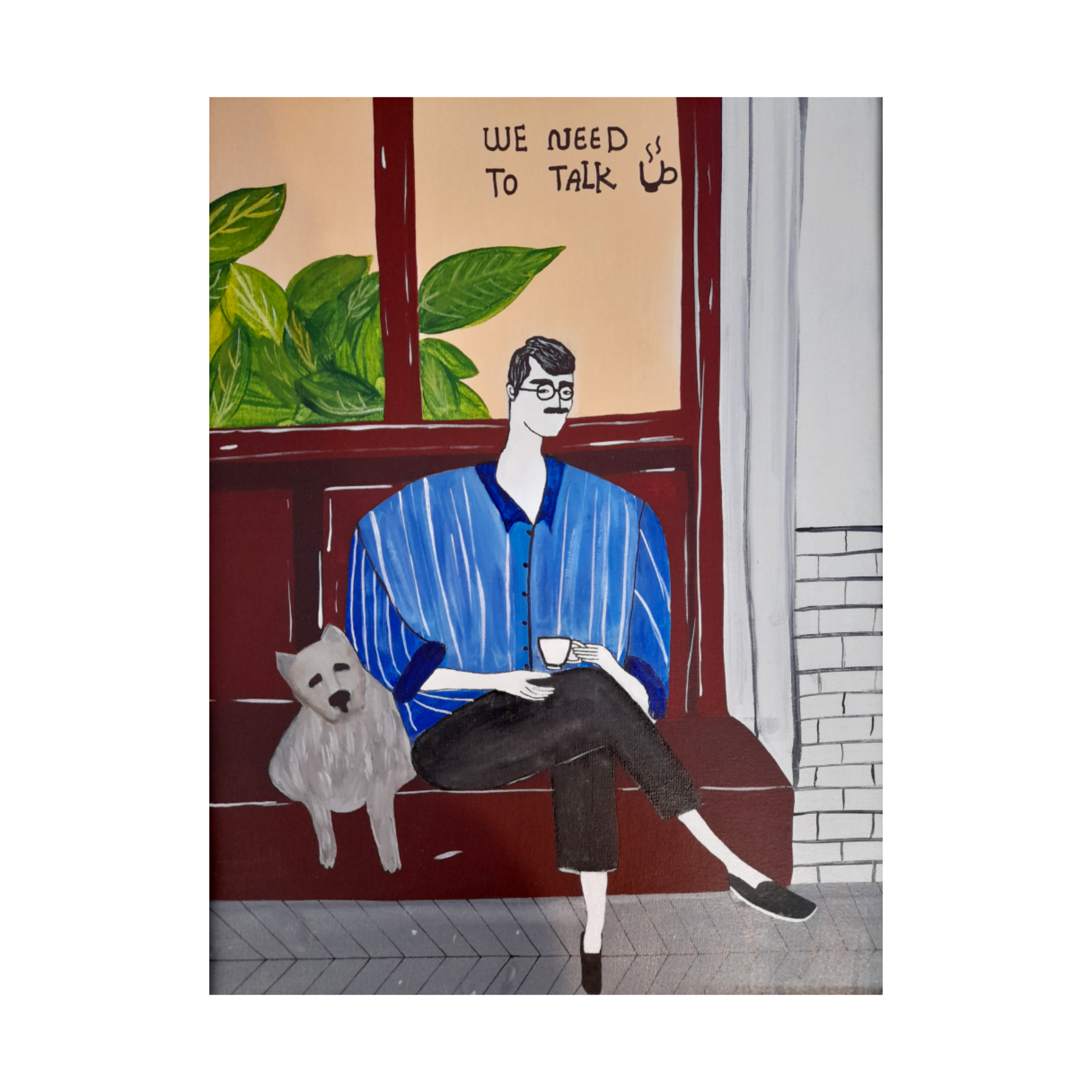 تابلو نقاشی اکریلیک مدل کافه چی کد 0013