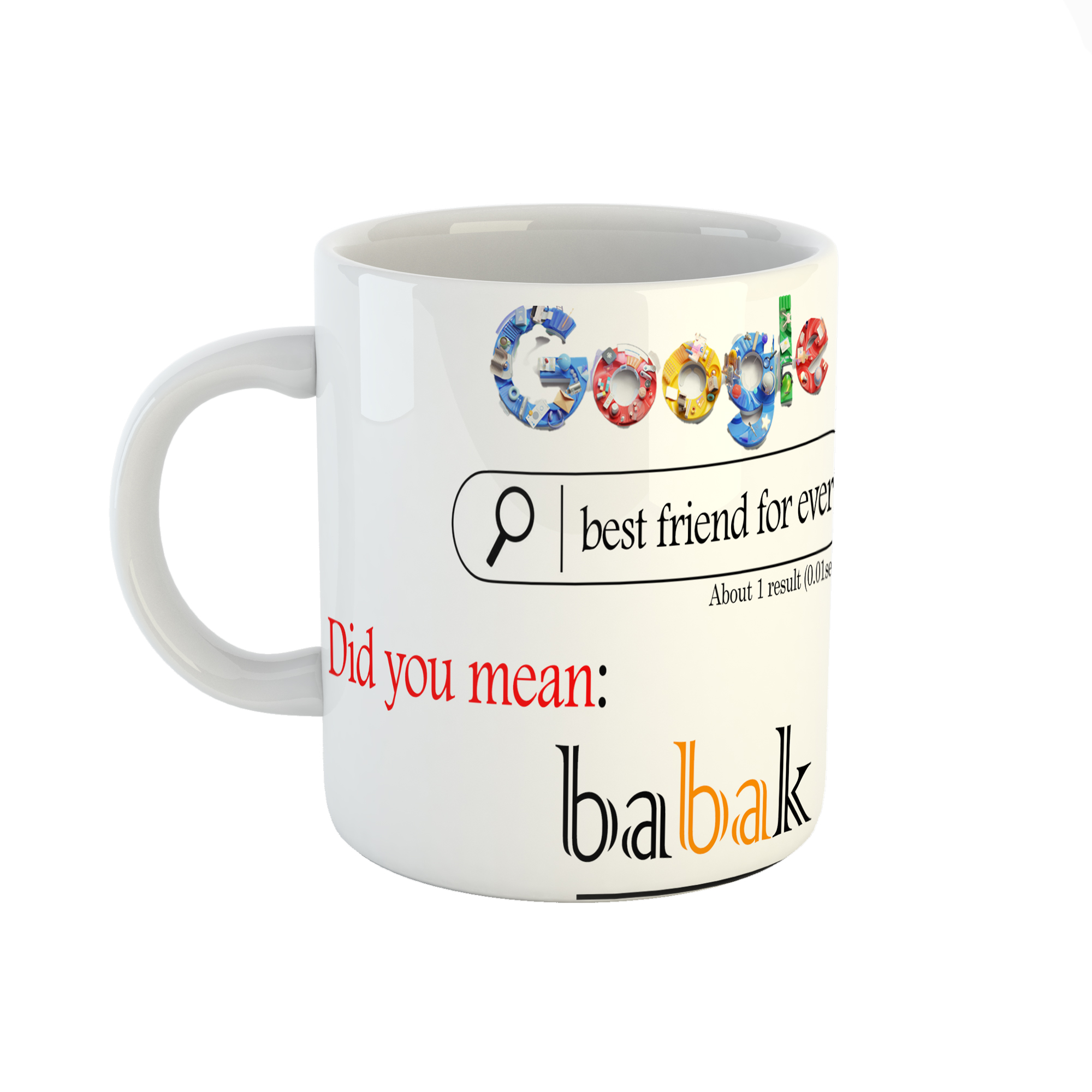 ماگ طرح اسم بابک مدل گوگل بهترین دوست 