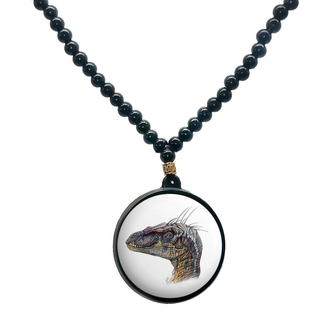 گردنبند پرمانه طرح دایناسور ها کد pmd.23375 مدل دو طرفه