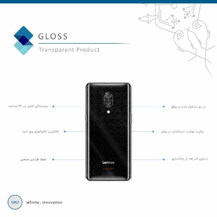 برچسب پوششی ماهوت مدل Gloss Transparent مناسب برای گوشی موبایل لنوو Z5 Pro
