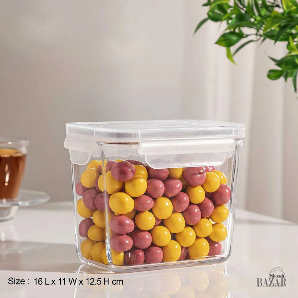 ظرف شیشه ای مستطیل در دار 920 سی سی لیمون کد 2153