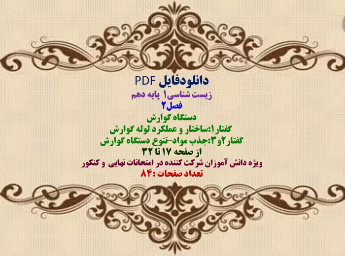 زیست شناسی1  پایه دهم  فصل2 دستگاه گوارش  گفتار1:ساختار و عملکرد لوله گوارش گفتار2و3:جذب مواد–تنوع د