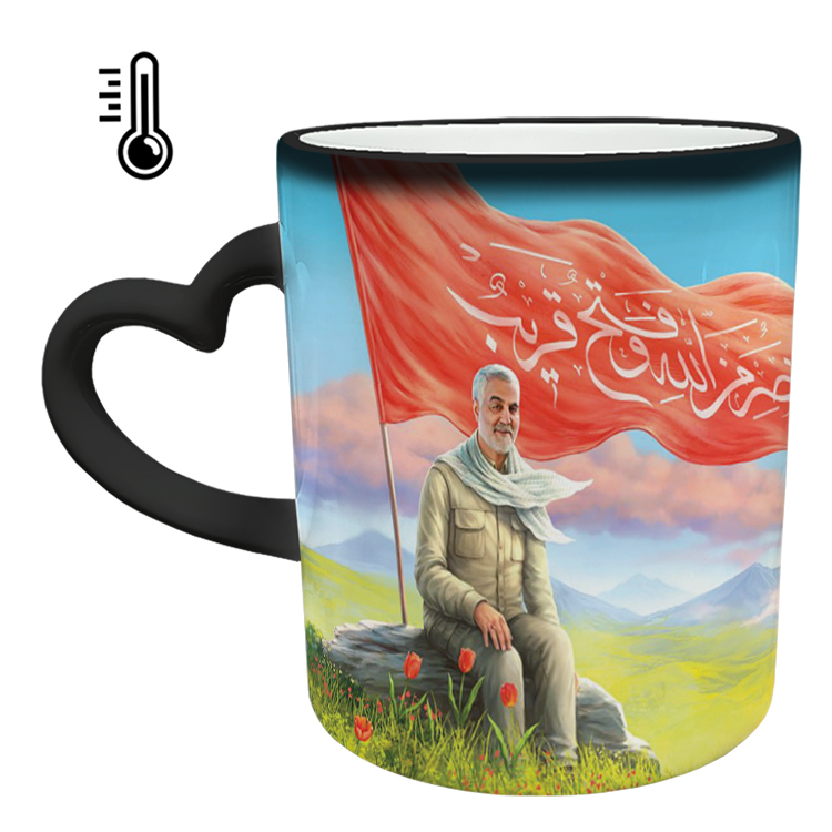 ماگ حرارتی مدل دسته قلبی طرح سردار سلیمانی کد 46