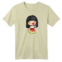 تی شرت آستین کوتاه بچگانه مدل دخترک یلدایی کد  10 رنگ کرم