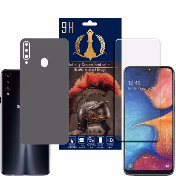 برچسب پوششی اینفینیتی مدل PRO MAX مناسب برای گوشی موبایل سامسونگ Galaxy A20S به همراه محافظ صفحه نمایش