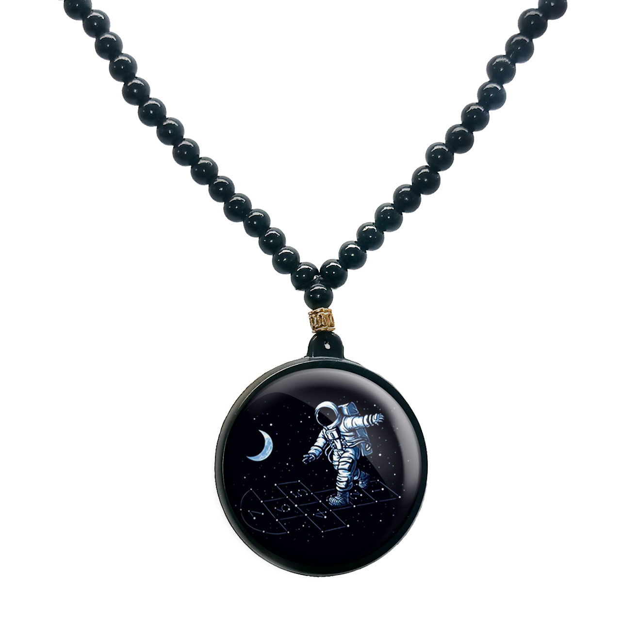 گردنبند پرمانه طرح فضانورد کد pmd.10350 مدل دو طرفه