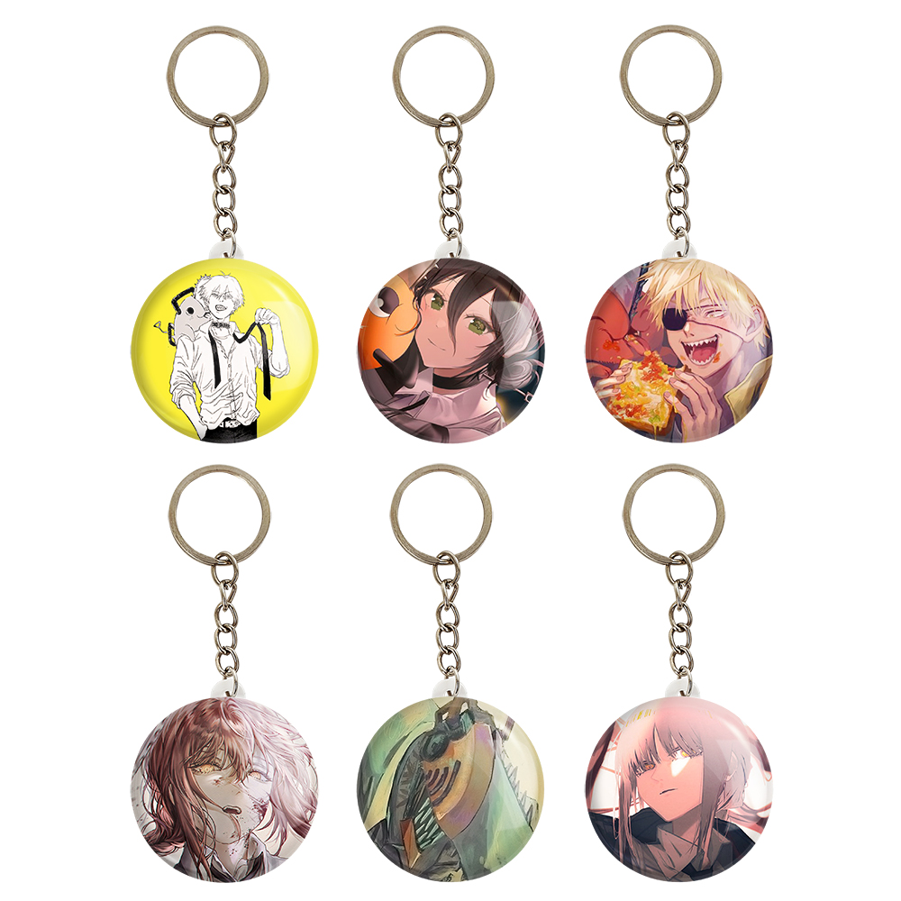 جاکلیدی خندالو مدل انیمه مرد اره ای Chainsaw Man کد 1001A مجموعه 6 عددی