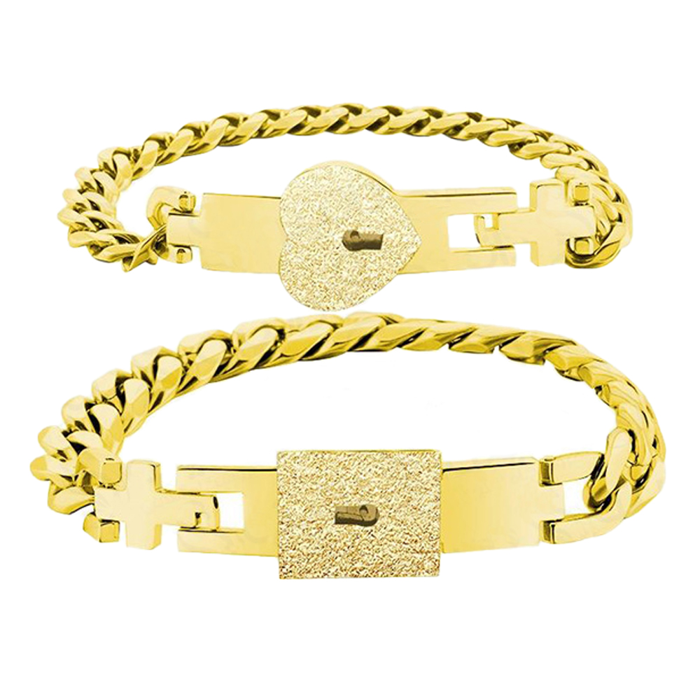 دستبند طرح قفل و کلید مجموعه 2 عددی